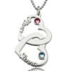Collar corazones entrelazados personalizado con nombres y piedra natal