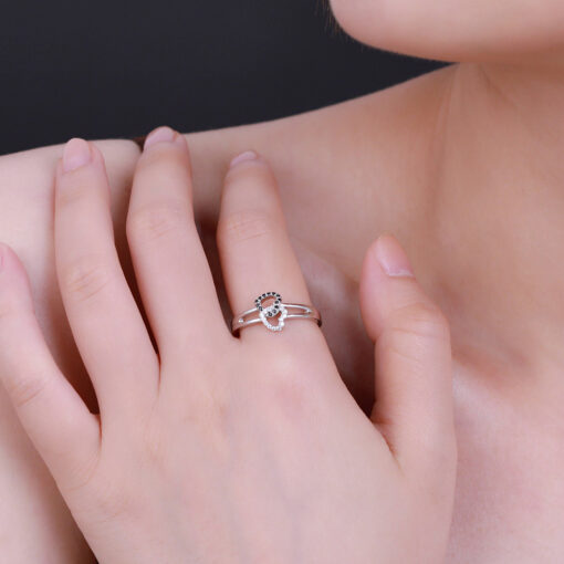 Anillo personalizado de doble corazón de zirconias cúbicas Grethy Fashion Joyería