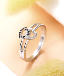 Anillo personalizado de doble corazón de zirconias cúbicas Grethy Fashion Joyería