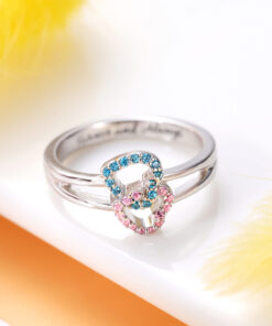 Anillo personalizado de doble corazón de zirconias cúbicas Grethy Fashion Joyería