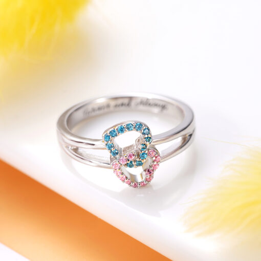 Anillo personalizado de doble corazón de zirconias cúbicas Grethy Fashion Joyería