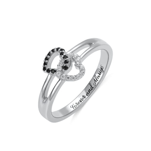 Anillo personalizado de doble corazón de zirconias cúbicas Grethy Fashion Joyería