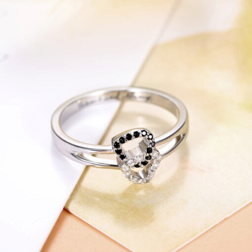 Anillo personalizado de doble corazón de zirconias cúbicas Grethy Fashion Joyería